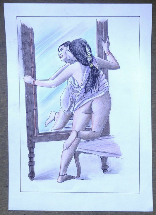 Nude Indian Beauty Crayons & ink on card 11.5” x 17.5”