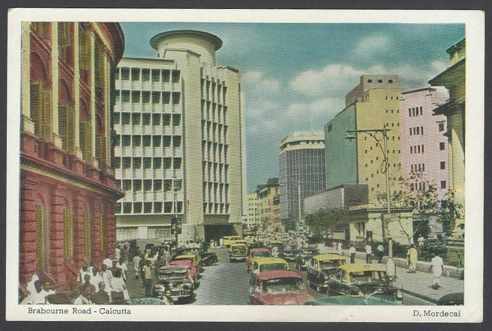 AOP India Brabourne Road, Calcutta vintage colour postcard by D. Mordecai