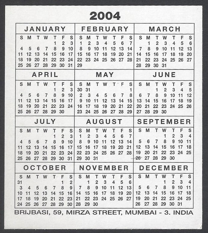 AOP2 India Bollywood 2004 Pocket Calendar KAJOL