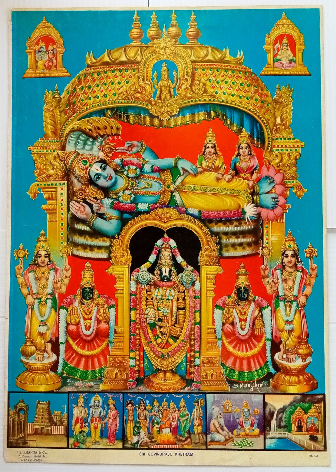 AOP India SRI GOVINDRAJU KHETRAM Hindu God Poster J.B.KHANNA & Co. 49cm x 34cm R