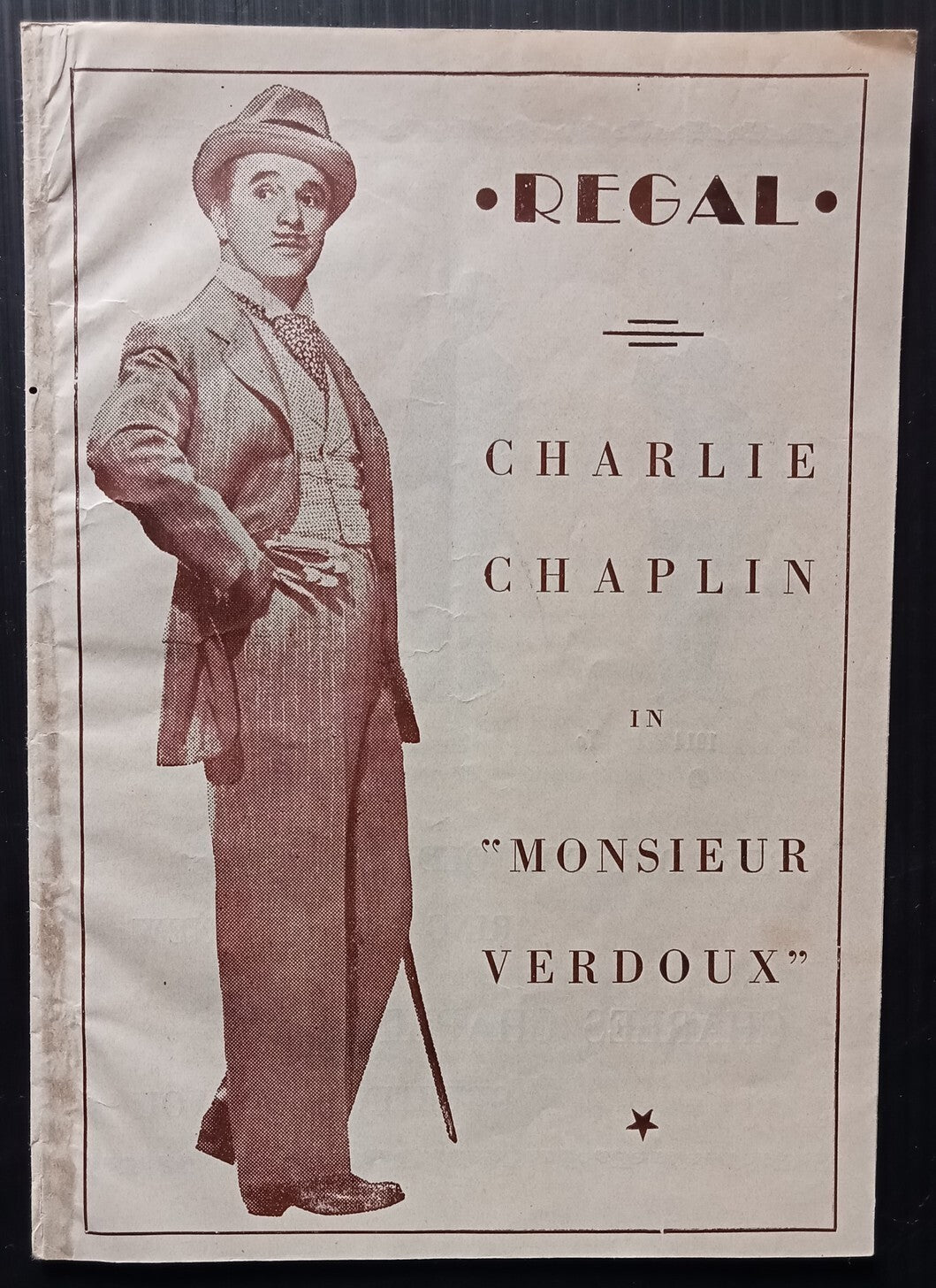 Charlie Chaplin in MONSIEUR VERDOUX vintage press book for India