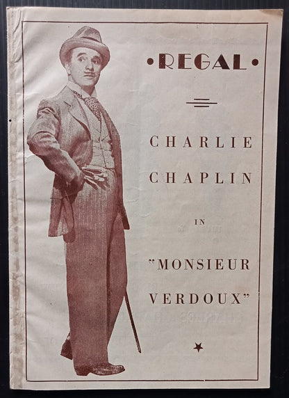 Charlie Chaplin in MONSIEUR VERDOUX vintage press book for India