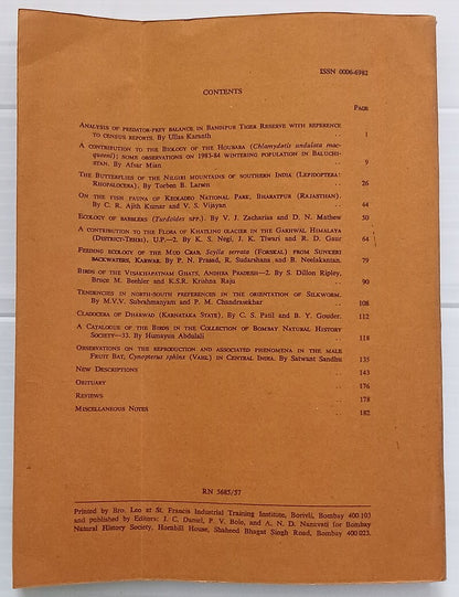 AOP India JOURNAL OF THE BOMBAY NATURAL HISTORY SOCIETY April 1988
