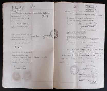 AOP India 1937 indenture signed Fazulbhoy Currimbhoy