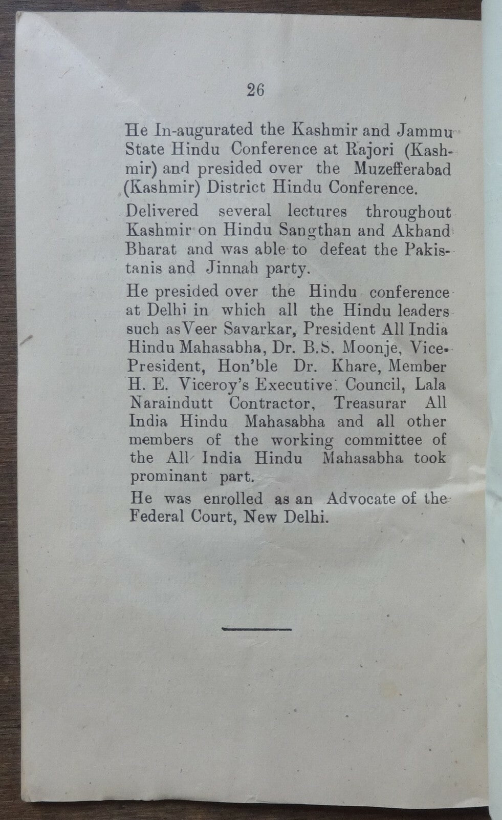 India 1944 Hindu Mahasabha booklet 2nd DICTATOR HYDERABAD etc