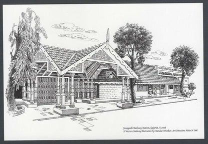 AOP INDIA WESTERN RAILWAYS Vintage souvenir postcard-Junagadh Railway station
