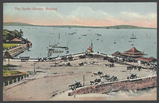 India BOMBAY vintage tinted postcard The Apollo Bunder