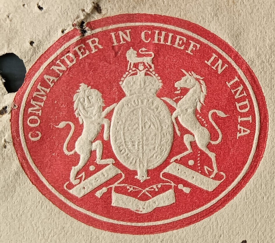 India COMMANDER IN CHIEF IN INDIA crested letter used 1929