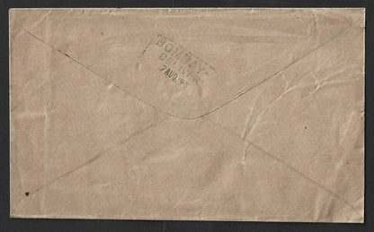 AOP India 1946 cover with double ovals POSTAGE PREPAID IN CASH