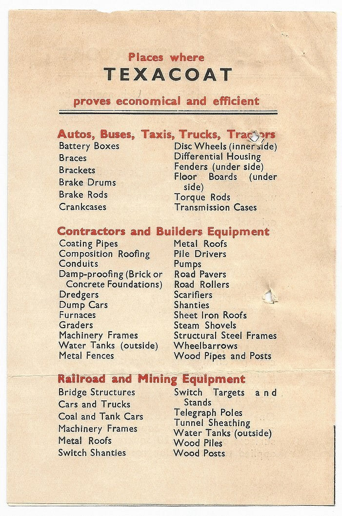 CALTEX (India) TEXACOAT advertisement leaflet etc