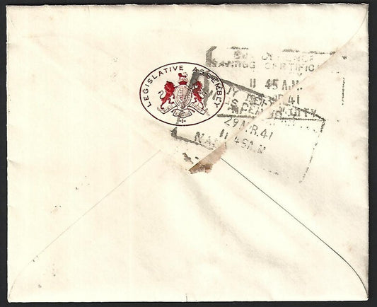 India 1941 LEGISLATIVE ASSEMBLY signed crested cover