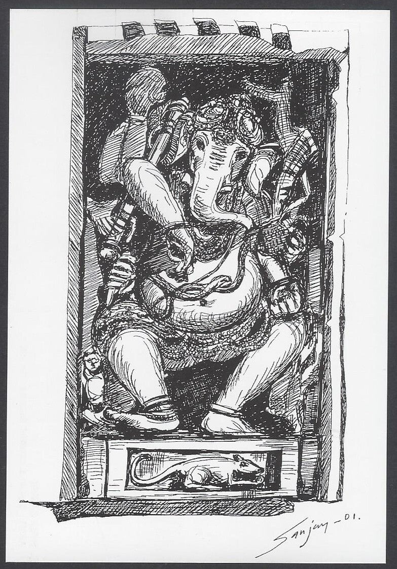 AOP India BOMBAY sketch postcard SHREE GANESH