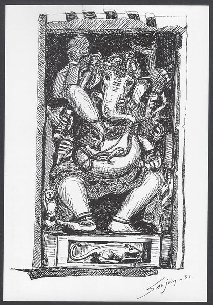 AOP India BOMBAY sketch postcard SHREE GANESH