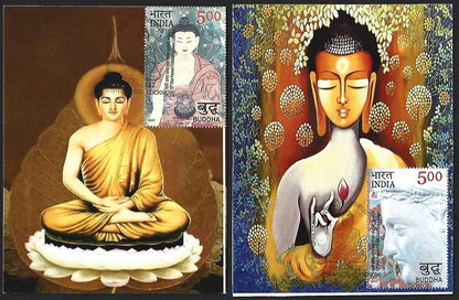 India 2007 Buddha set of 6 on 6 Shrawasti 2022 maximum cards