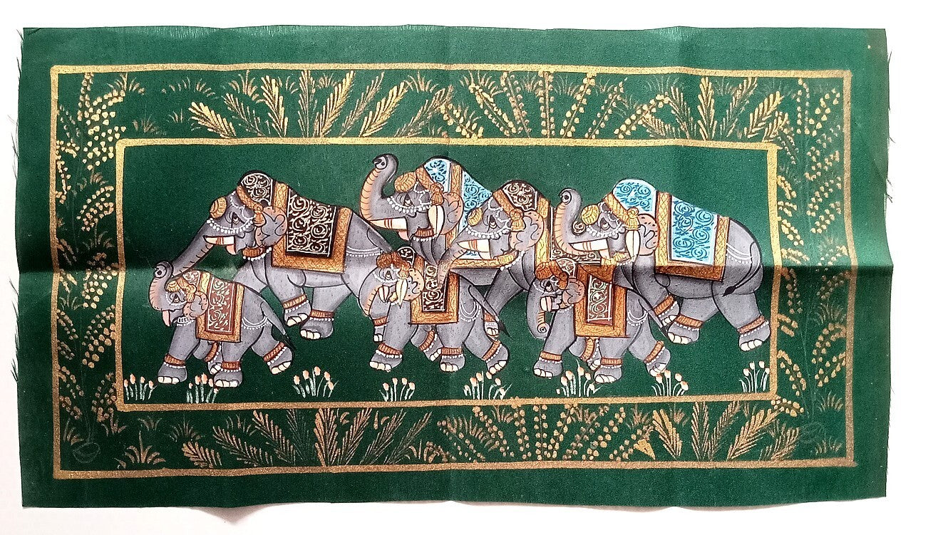 India vintage hand painting on cloth KRISHNA 9 x 12 inches