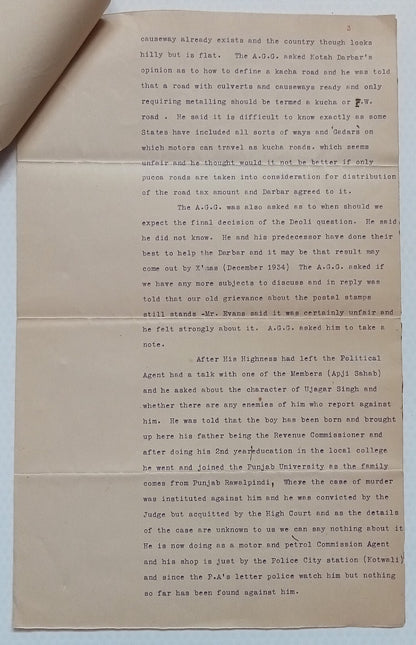 AOP India Official correspondence : OPIUM 1934 KOTAH STATE