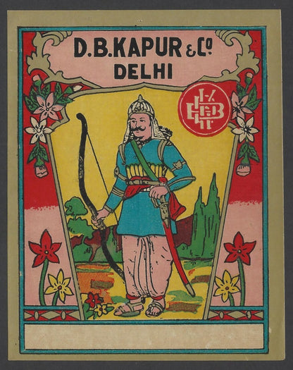India vintage product label Maharana Pratap 