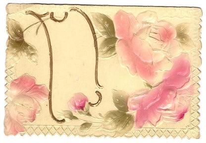 India vintage celluloid greeting card Roses