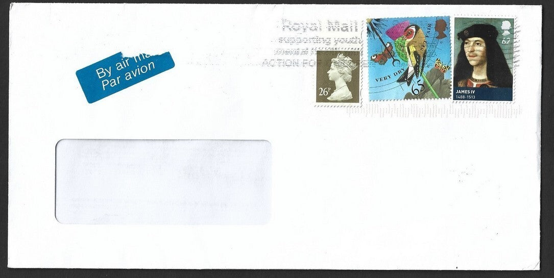 GB Machins, high value commemoratives, etc. on covers to India (4)