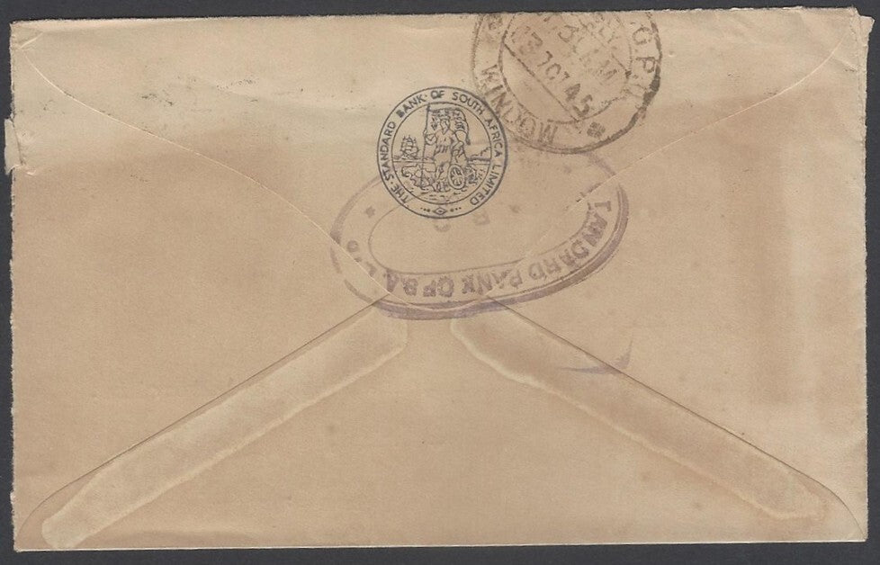 AOP South Africa 1941 1/3 single franked cover canc Durban to India