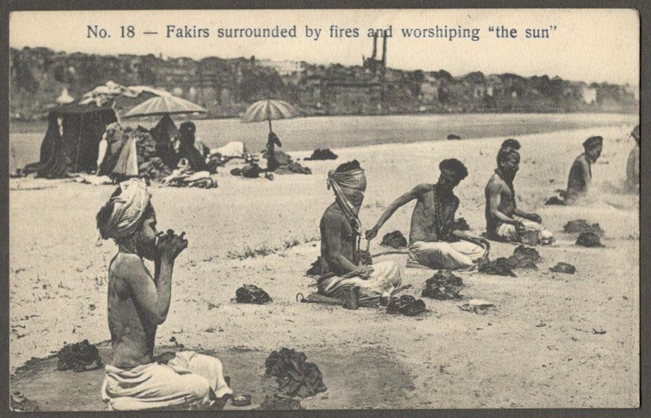 (AOP) India FAKIR SMOKING A CHILLUM vintage postcard