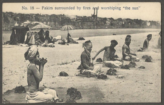(AOP) India FAKIR SMOKING A CHILLUM vintage postcard
