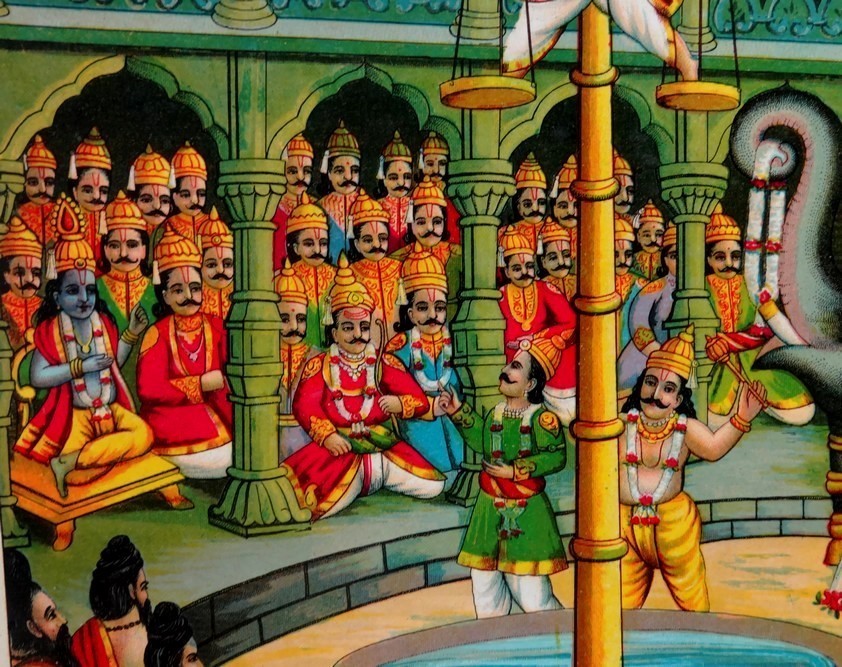 India vintage Ravi Varma litho print MATSYA BHED10” X 14”