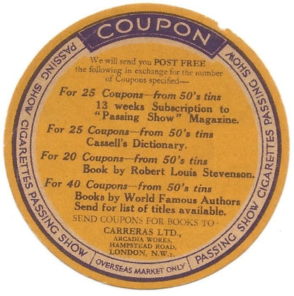India 1925 PASSING SHOW cigarette slips (2)