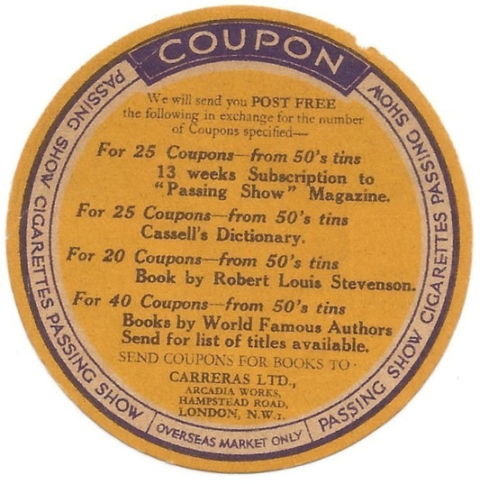 India 1925 PASSING SHOW cigarette slips (2)
