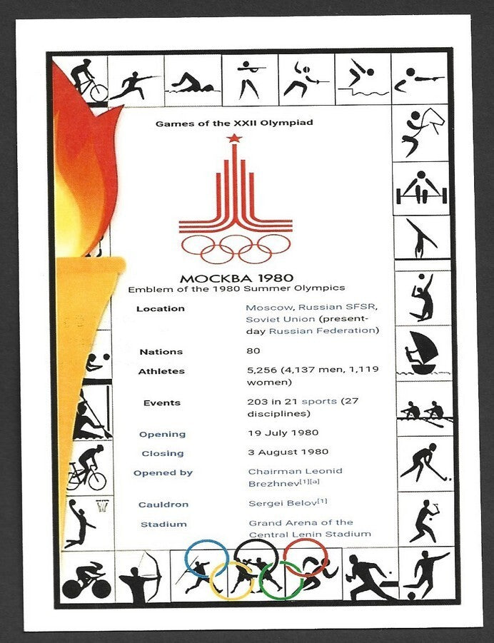 India 2024 Paris Olympics maxi card with 1980 Moscow, Russia Olympics cachet