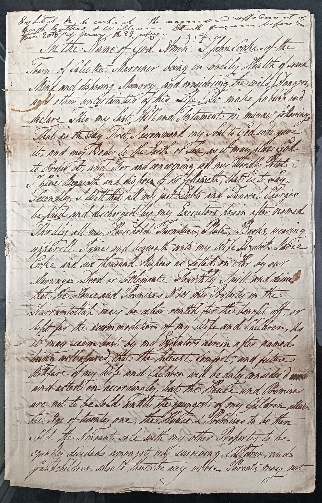 India King George IV 1828 Fort William, Calcutta 6 page document