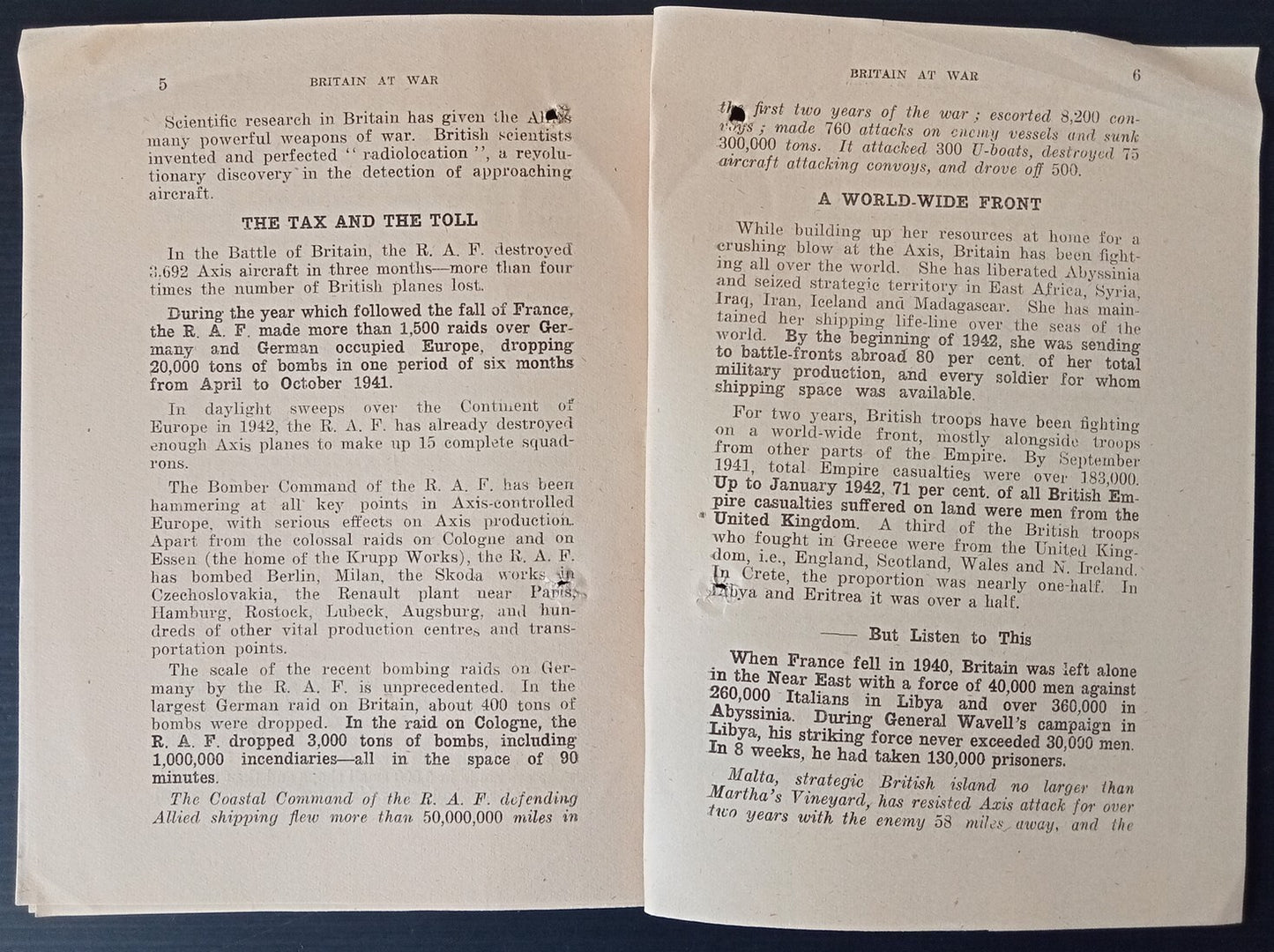 India WW2 propaganda booklet BRITAIN AT WAR