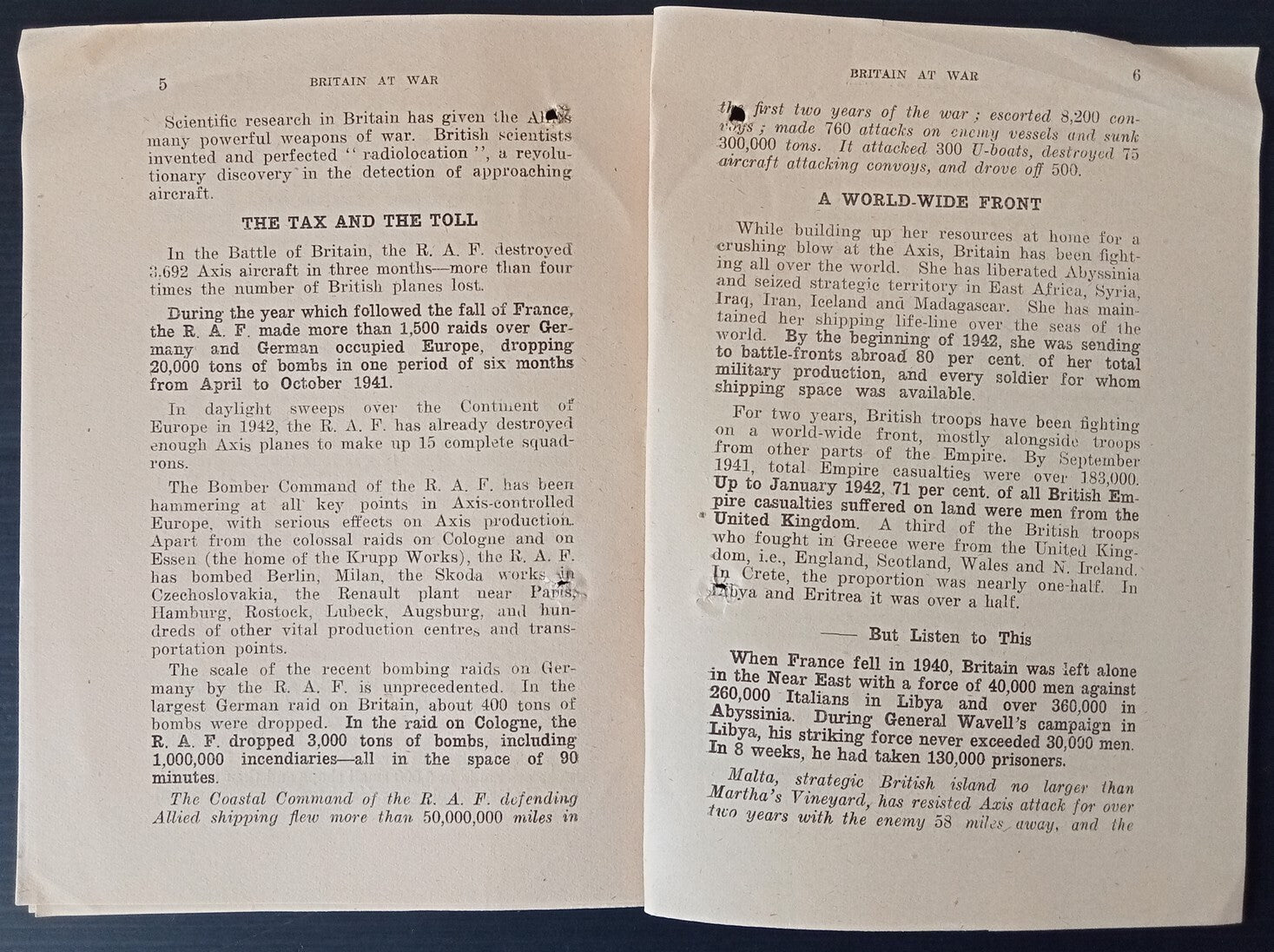 India WW2 propaganda booklet BRITAIN AT WAR