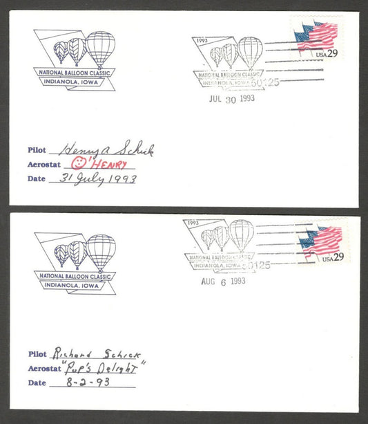 National Balloon Classic, Indianola 1993 covers signed by Pilots (10)