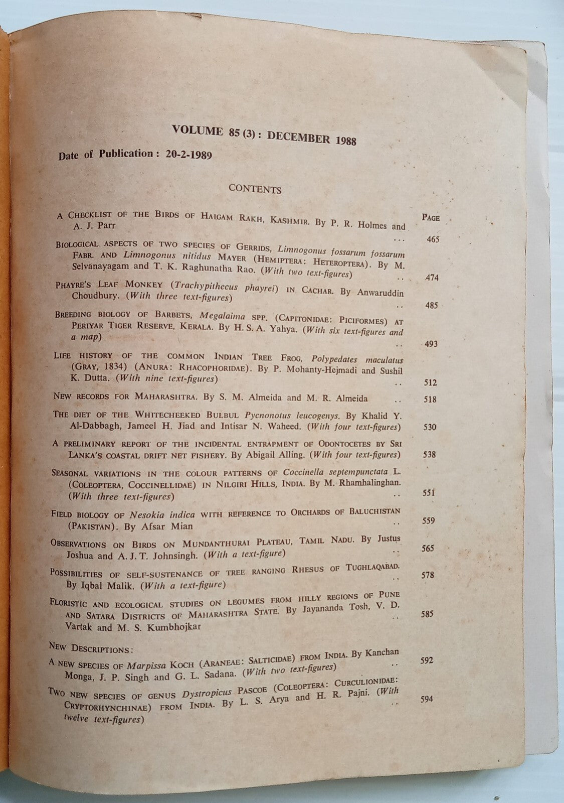 AOP India JOURNAL of the Bombay Natural History Society 1988