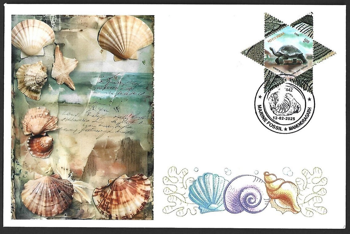 India 2025 MARINE FOSSIL (Sea Shells), Mahendragarh Special cover