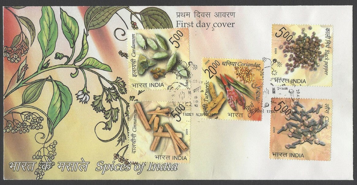 AOP India FDC First Day cover 2009 Spices of India set of 5