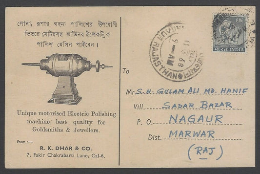 AOPIMT India 1968 illus advert card ELECTRIC POLISHING MACHINE for Jewellers