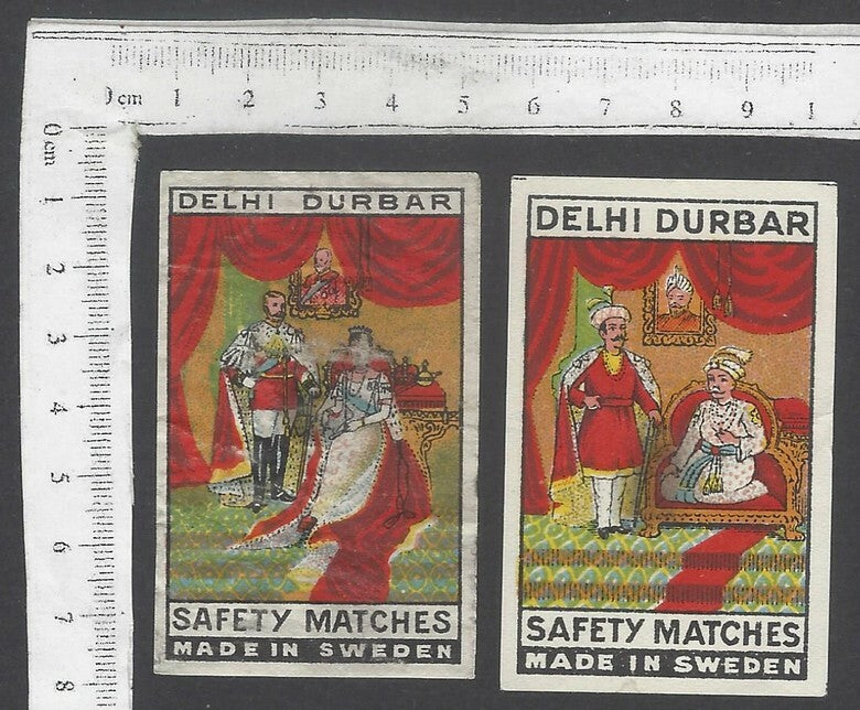 AOP India vintage matchbox label Delhi Durbar (2)