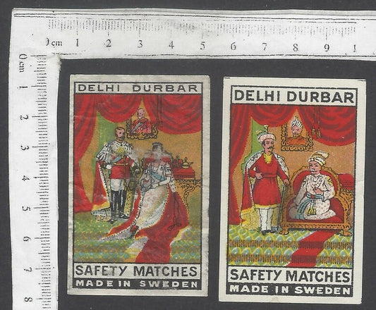 AOP India vintage matchbox label Delhi Durbar (2)