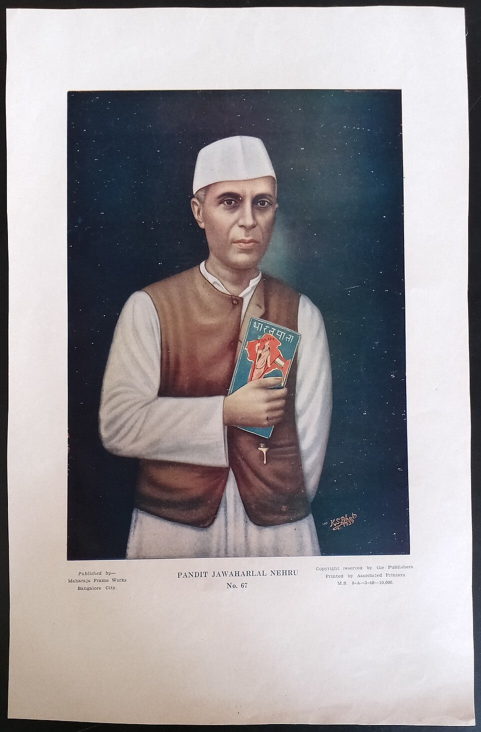 AOP India 1948 poster PANDIT JAWAHARLAL NEHRU 9x15 inches