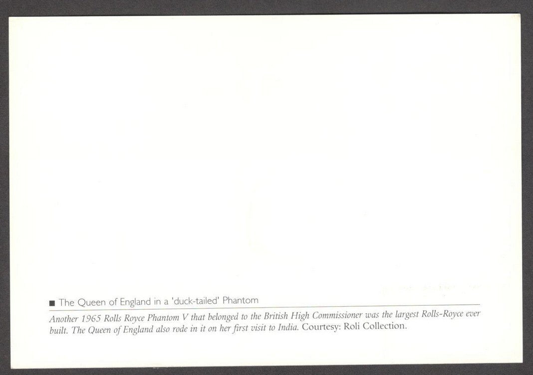 India VINTAGE CARS card ROLLS ROYCE PHANTOM Queen Visit to India