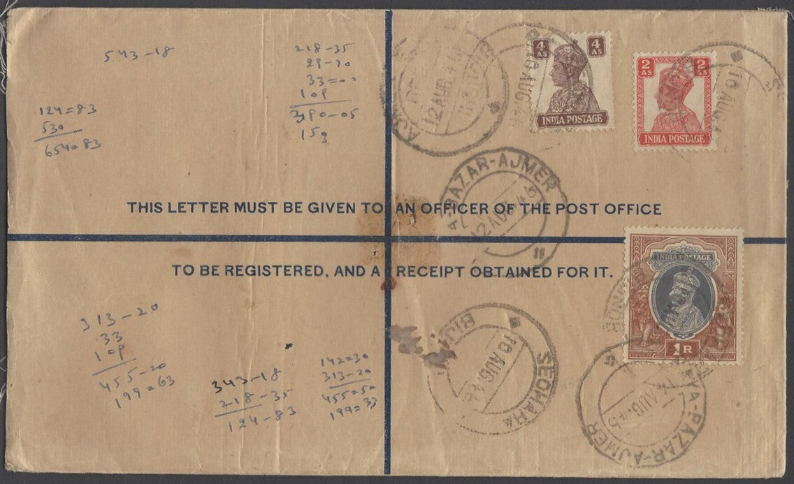 AOP India KGVI registered envelope usages (4)
