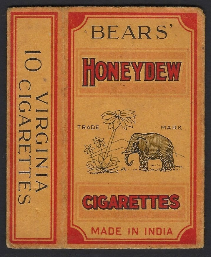 Vintage Bears' Honeydew Made in India cigarette packet x