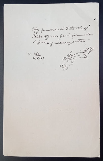 India 1940 Official Order BANNING movie CHARGE OF THE LIGHT BRIGADE Warner Bros