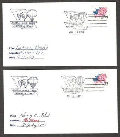 National Balloon Classic, Indianola 1993 covers signed by Pilots (10)