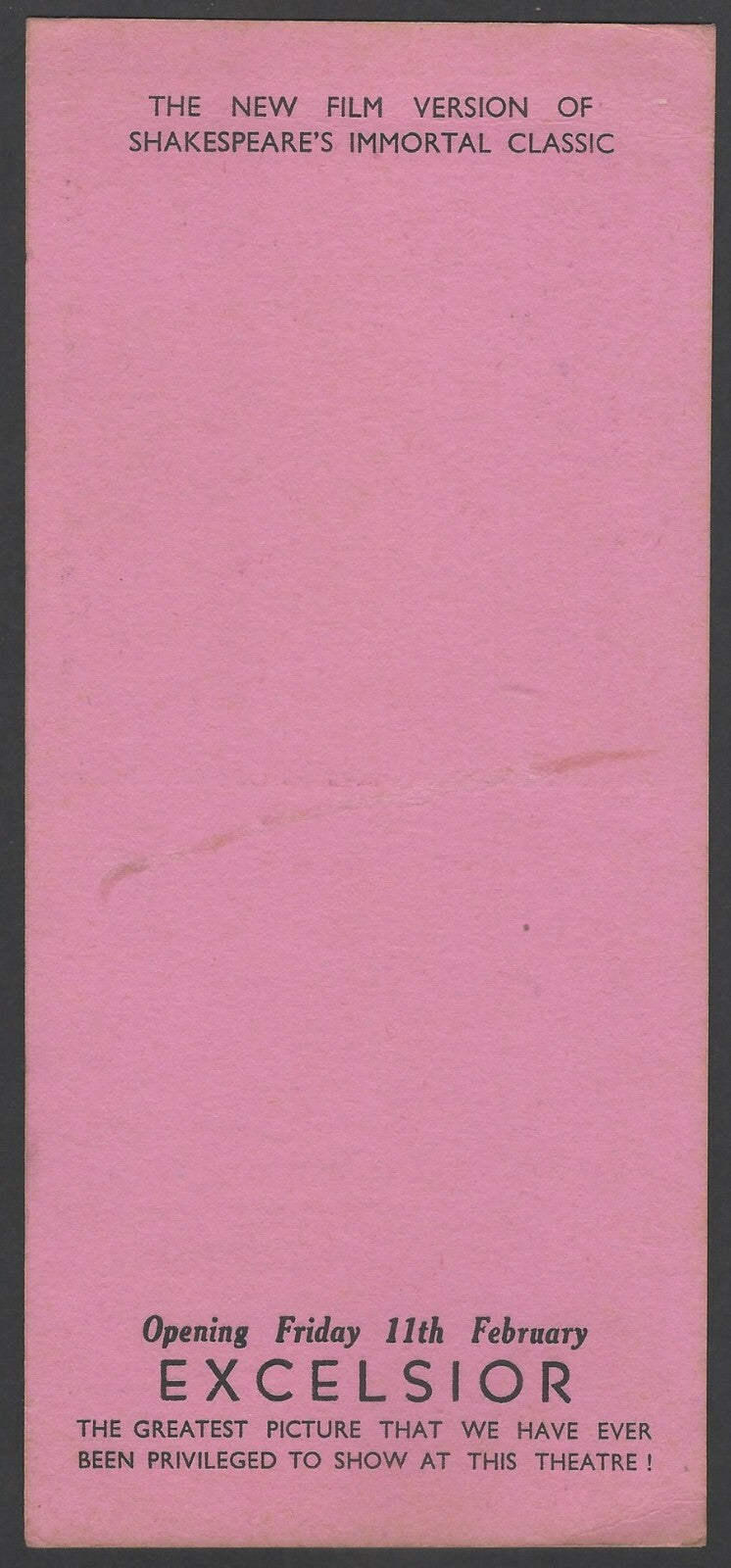 India advertisement blotter for Romeo & Juliet 1954