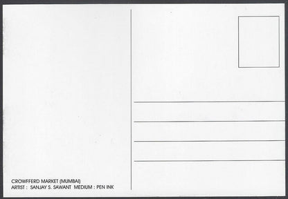 AOP India BOMBAY sketch postcard CROWFFERD MARKET