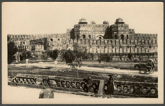 AOP India vintage rppc real photo postcard DELHI FORT GATE, AGRA 