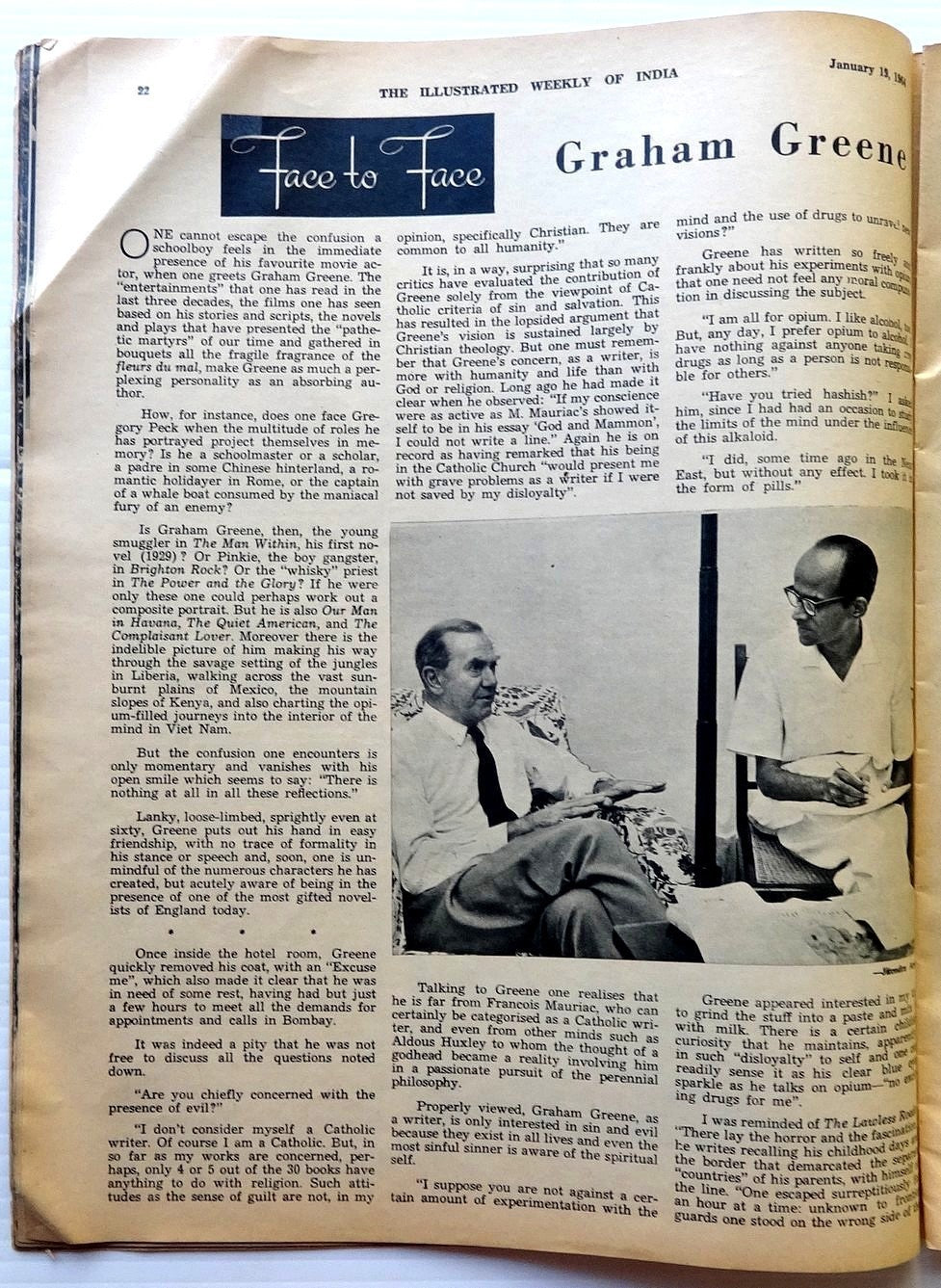 Illustrated  Weekly of India 19th January 1964 issue Ӝ